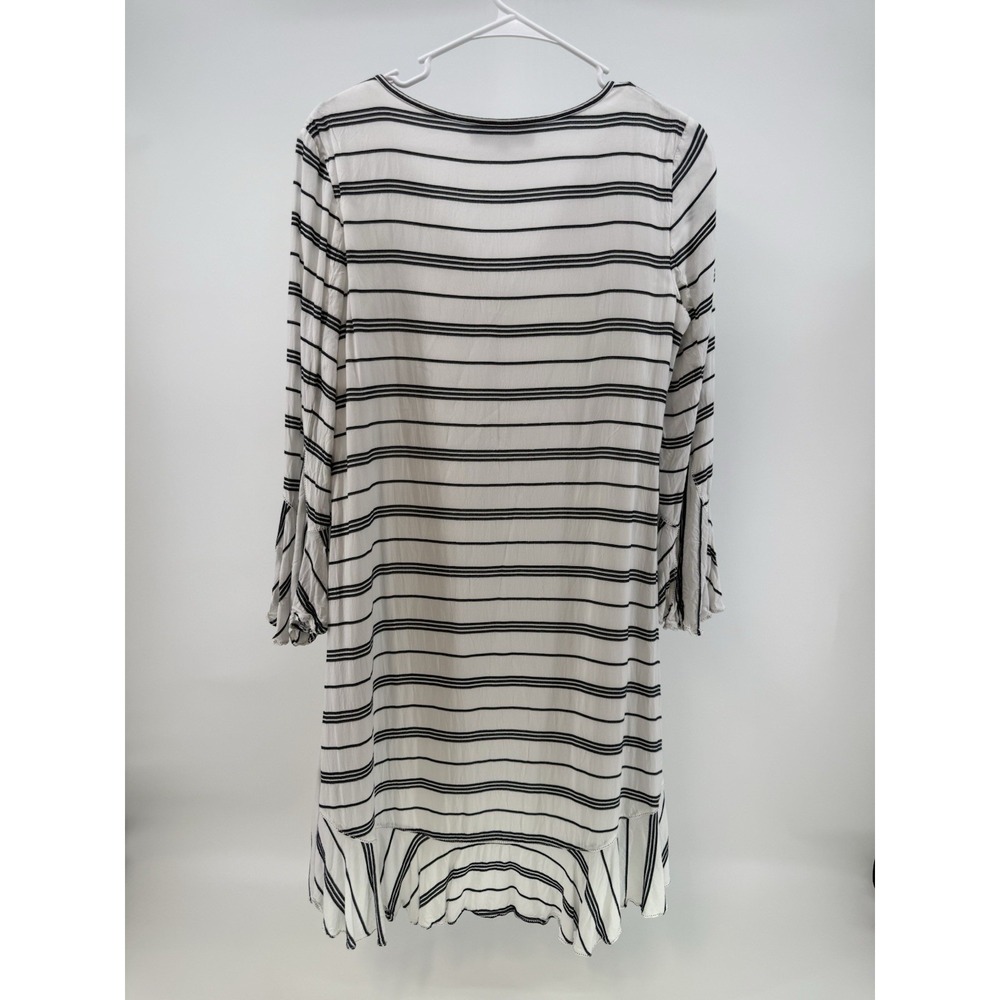 Max Studio London womens S striped tiered dress boho coastal flowy bell sleeve - Picture 6 of 10